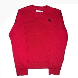 Abercrombie Kids Red Crewneck Cotton Blend Moose Logo Sweater Size 5/6